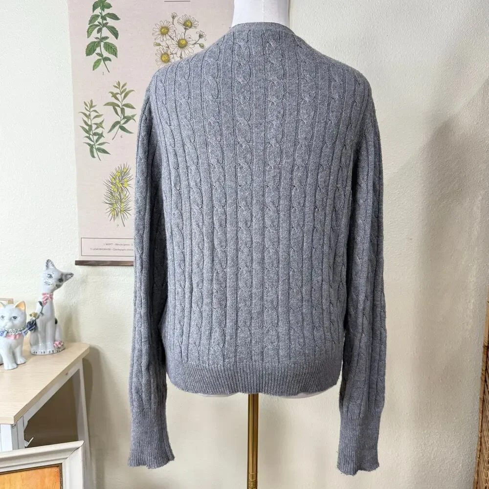 Cable Knit Cardigan Sweater Gloomy Coquette Heritage Preppy Cottage Academia L